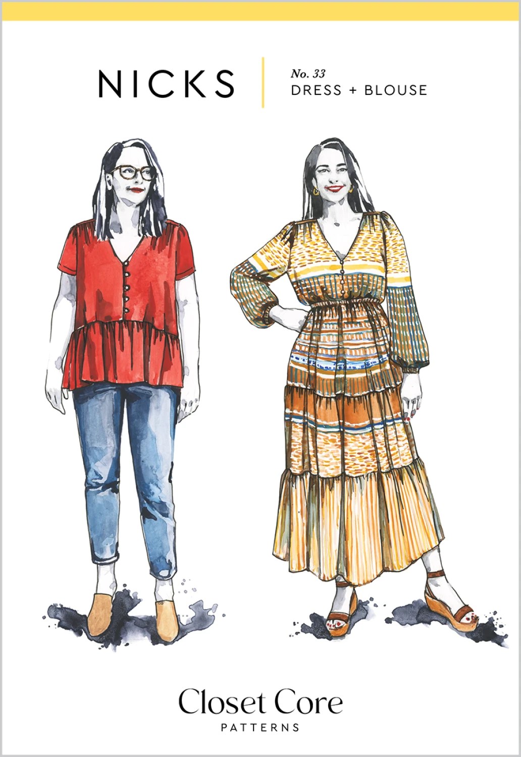 Nicks Dress and Blouse Women's Sewing Pattern|Three variations Paper Pattern| Sizes 0-20 Printed Pattern by Closet Core