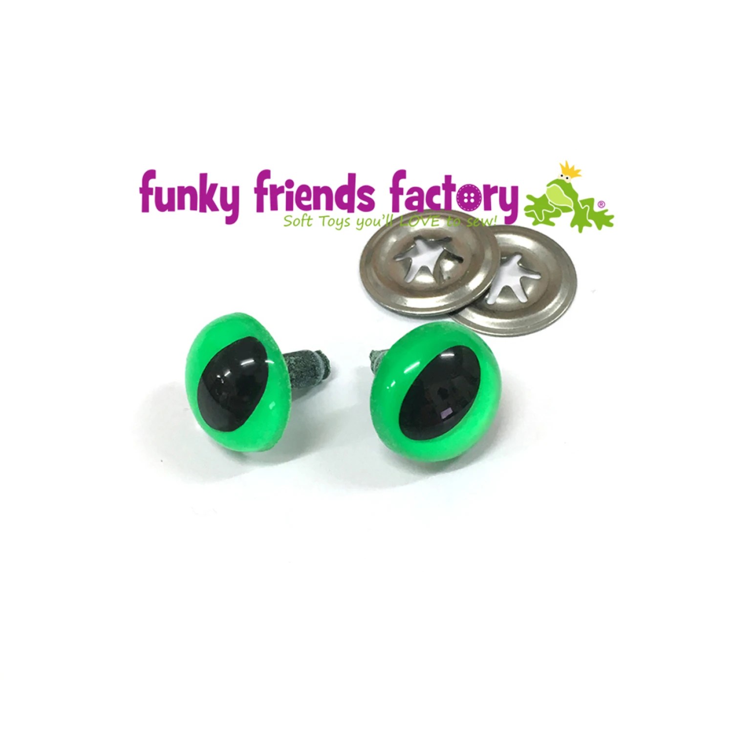 Green Cats Eyes | Craft Eyes for Stuffies | 12mm - 0.5in 5 pairs per bag