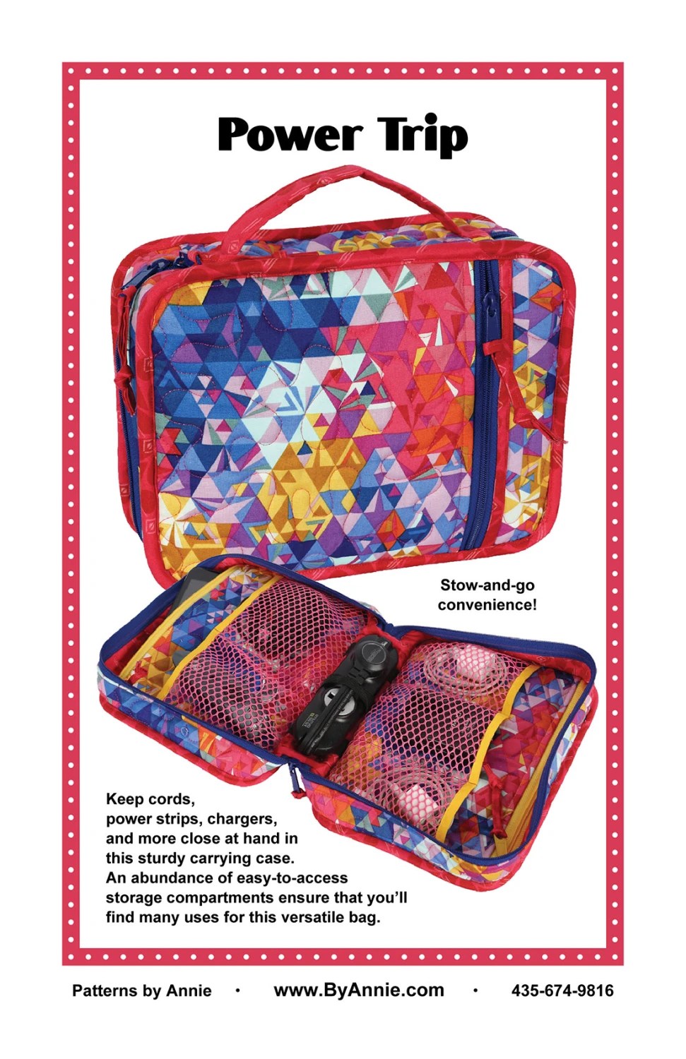 Power Trip Sewing Pattern byAnnie | Zippered Stow and Go Organizer Printed Pattern Booklet