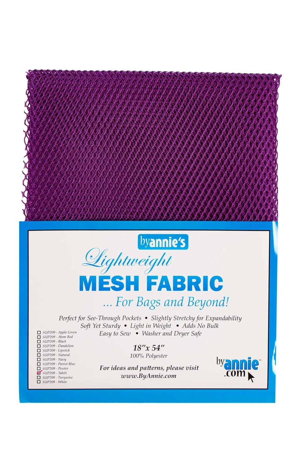 Mesh Fabric from byAnnie in Tahiti purple package of 18 inches by 54 inches