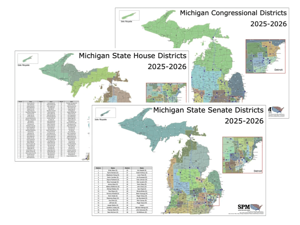 Michigan Political And State Legislative Wall Maps State Political Maps 2048x 
