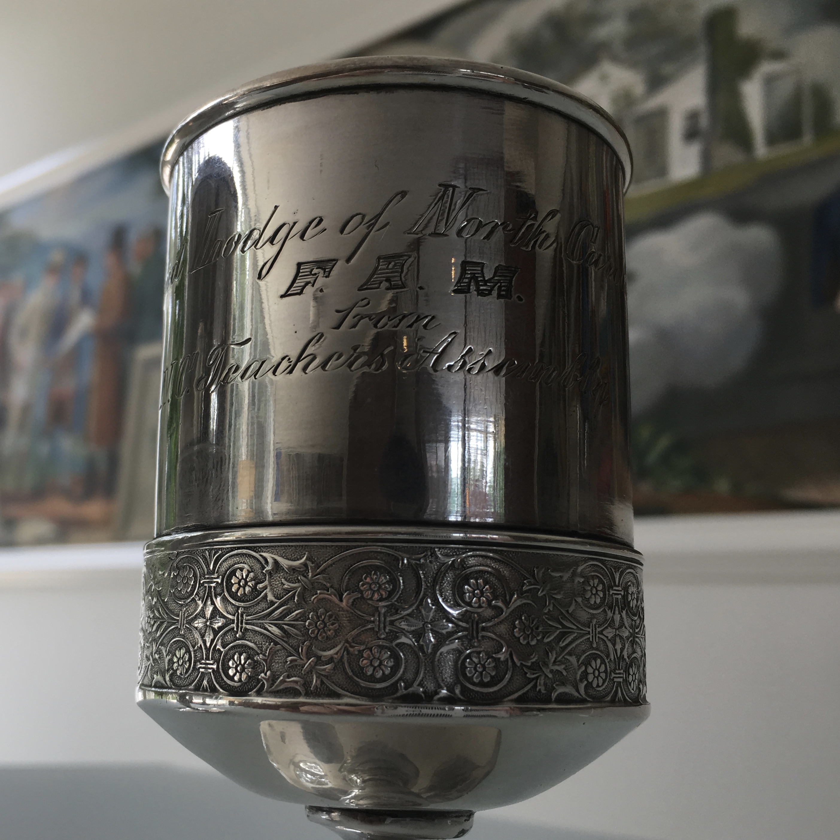 One of the original cups used to dedicate the cornerstone of what is today Holiday Hall.