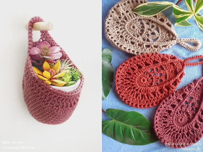 Crochet baskets are perfect for home storage. Decorative Hanging Baskets With Free Crochet Patterns