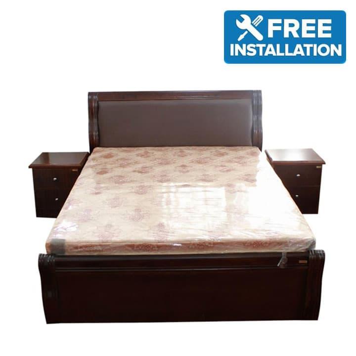 Sunrise Furniture Seesau Wood Queen Size Bed With 2 Side Table Dark Walnut Buy Online At Best Prices In Nepal Daraz Com Np