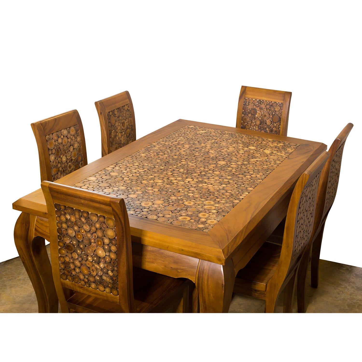 Teak Style Wooden Coin Design Dining Table 6 Chairs Buy Sell Online Best Prices In Srilanka Daraz Lk