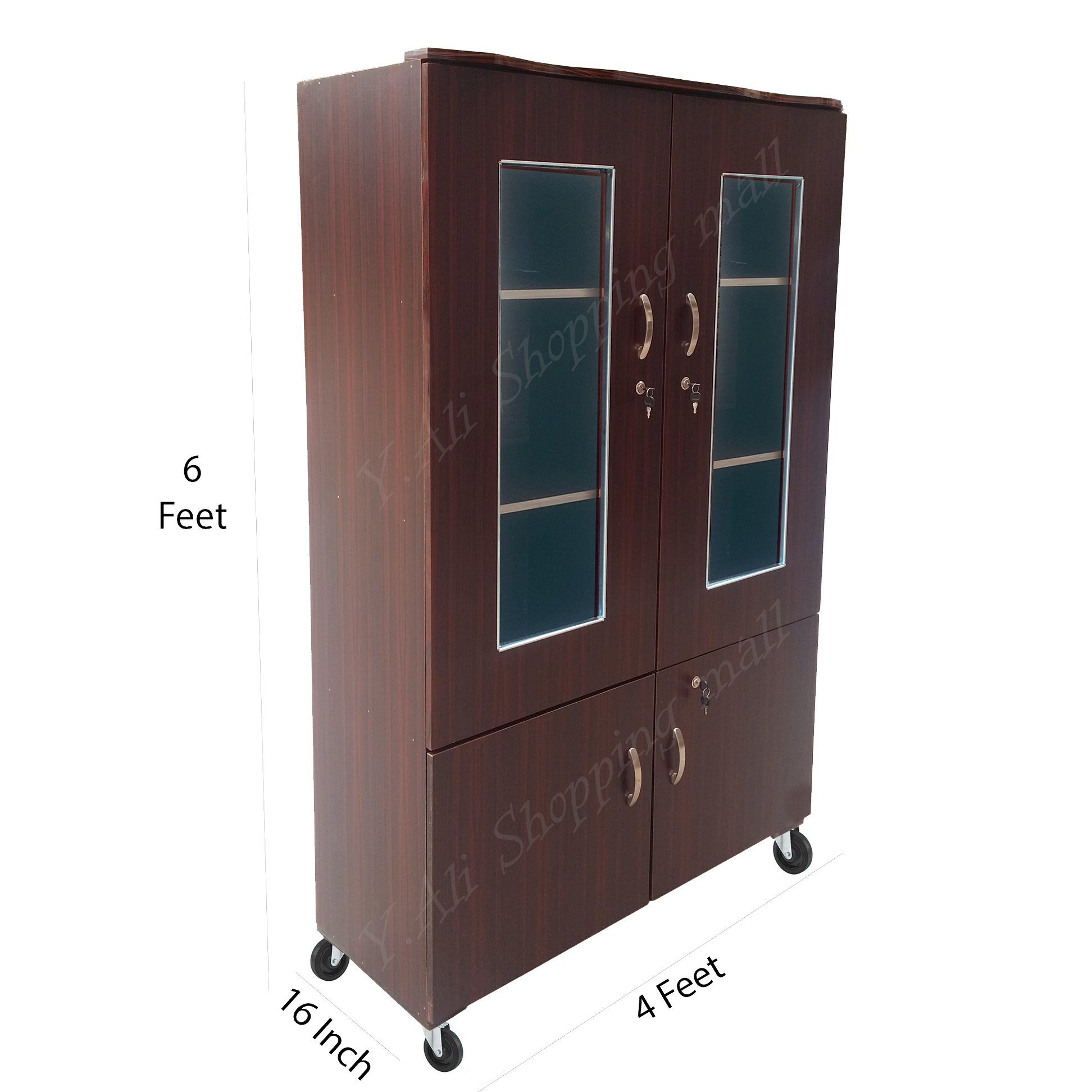 6 X 4 Feet Glass Four Door Wooden Lamination Wardrobe Cupboard Kitchen Cabinet Shoe Rack Almari Brown Buy Online At Best Prices In Pakistan Daraz Pk