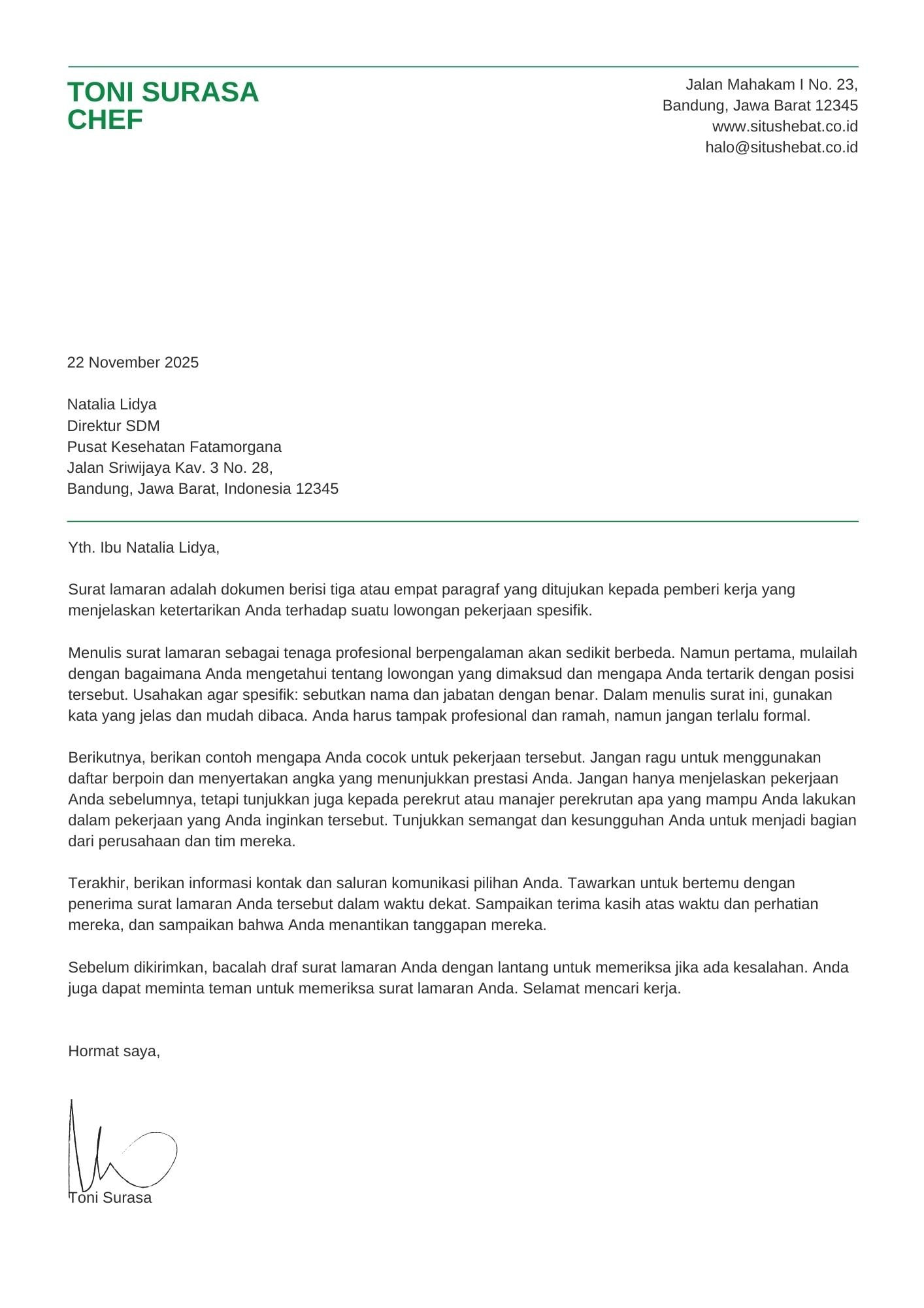 Contoh Cara Membuat Surat Lamaran Kerja Yang Baik Dan Benar