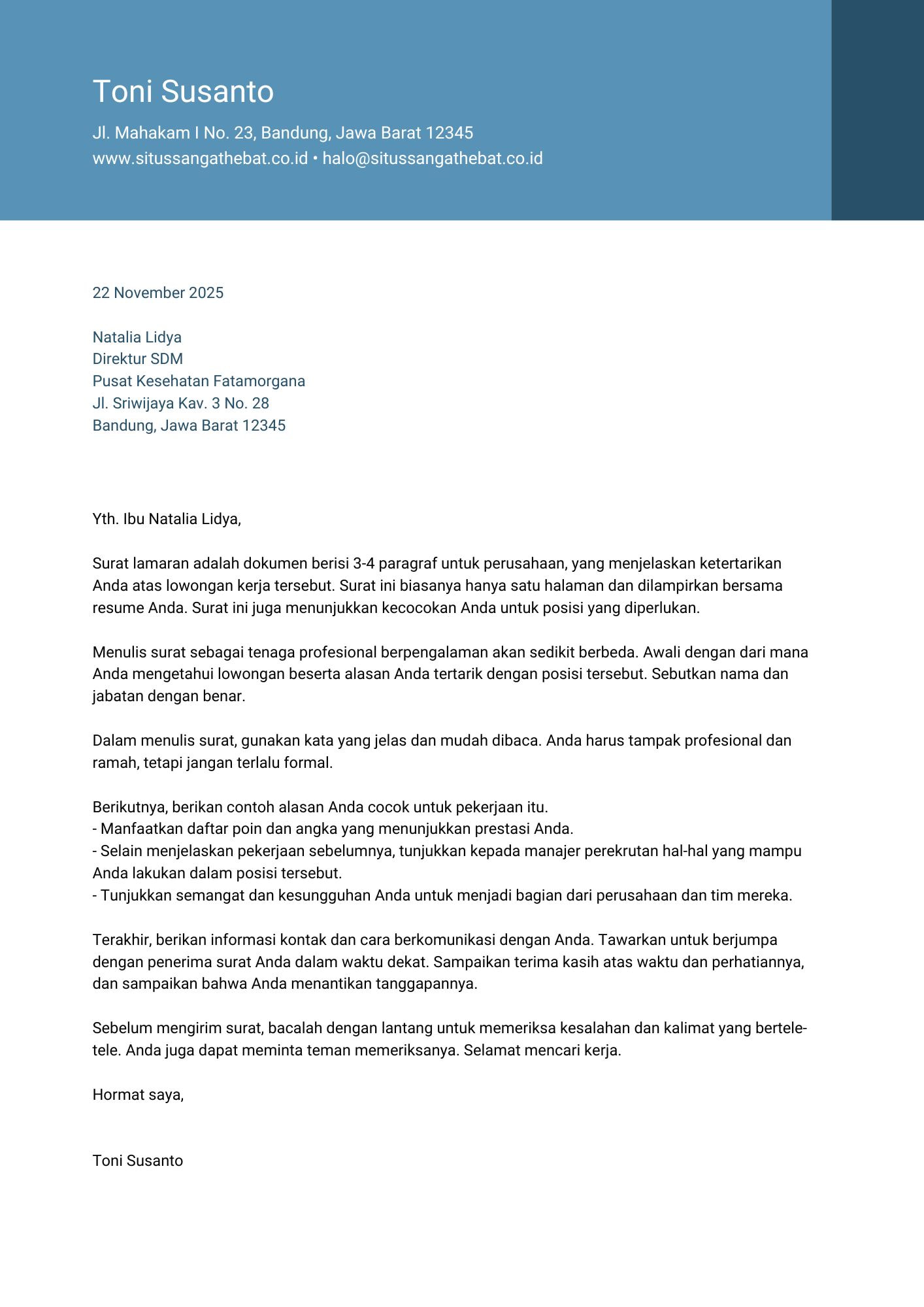 Surat Lamaran Kerja Via Email Yang Baik Dan Benar