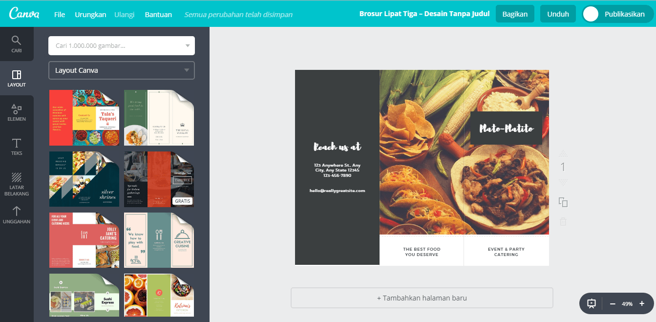 Membuat Desain Brosur Catering Profesional Canva