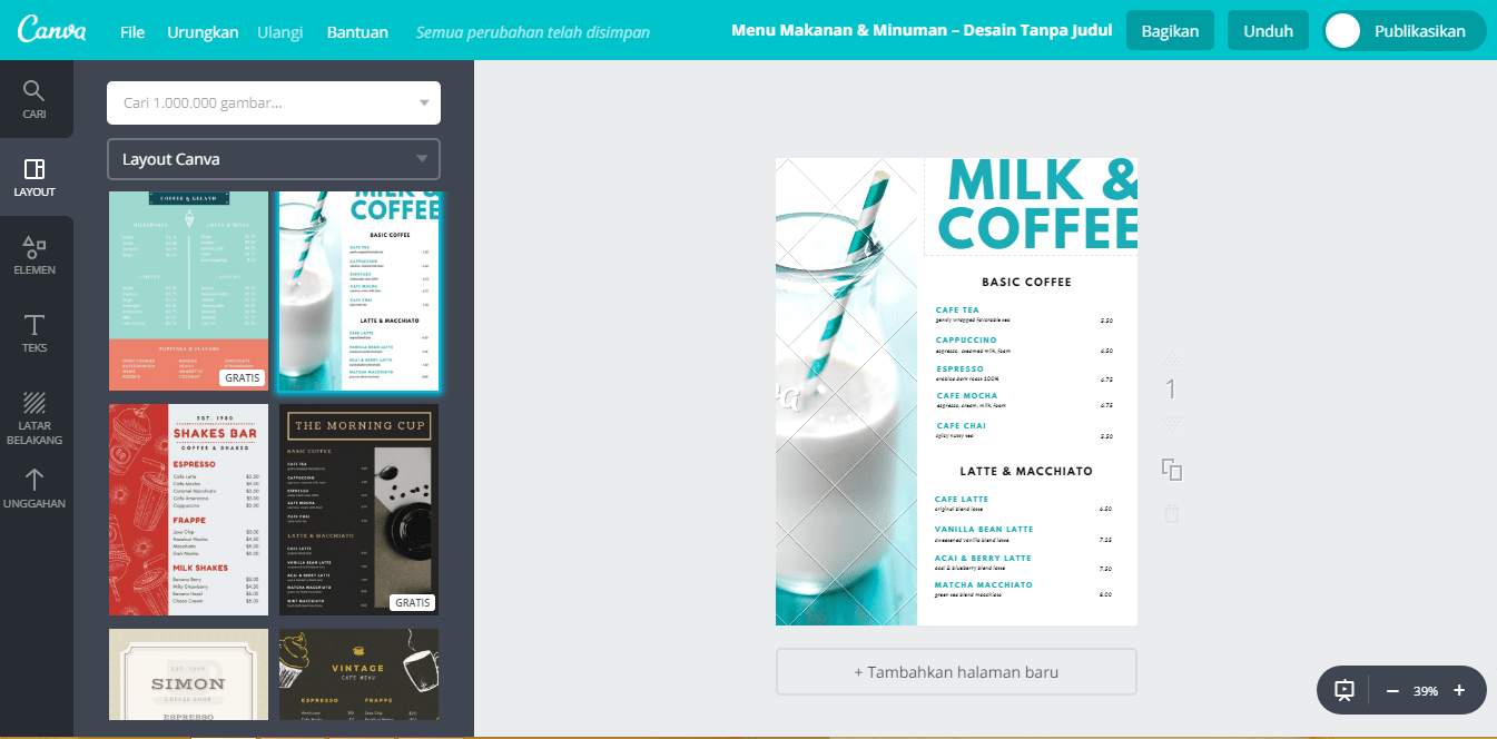 Gratis Desain Menu Cafe Menggugah Selera Canva