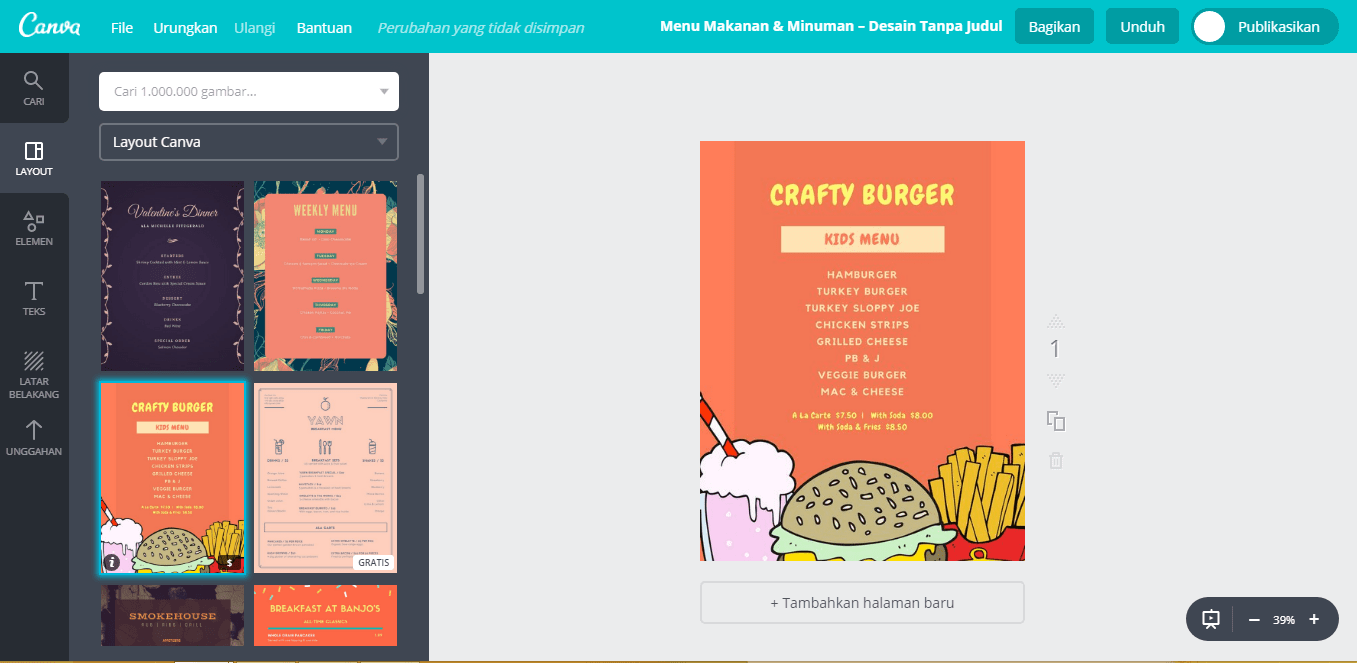 Buat Desain Menu Makanan Ala Carte Unik Canva Dalam microsoft word disediakan template untuk membuat berbagai macam brosur mulai dari edukasi restoran travel sekolah hingga perusahaan.
