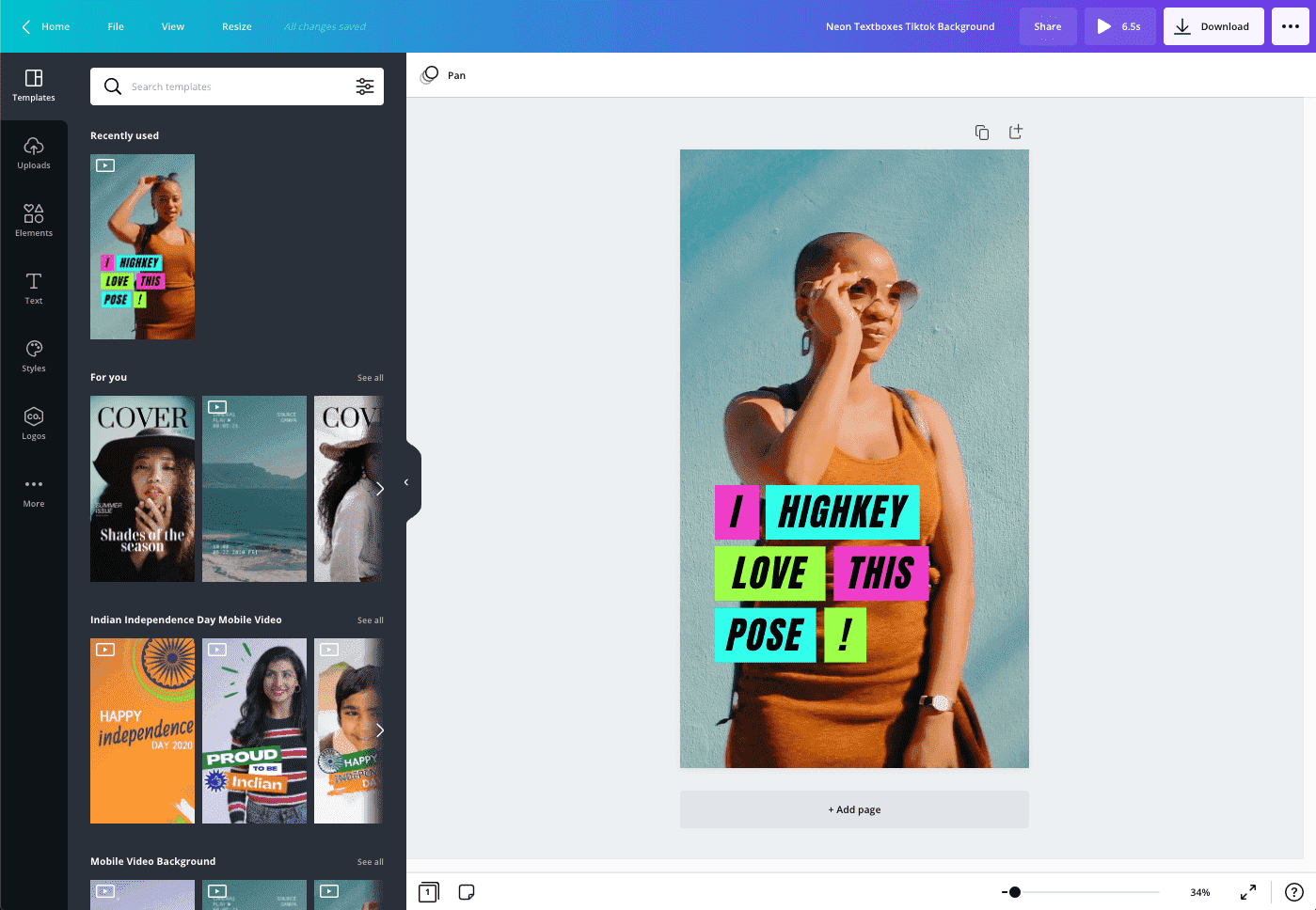 Close register for free and: Create Tiktok Videos For Free Canva