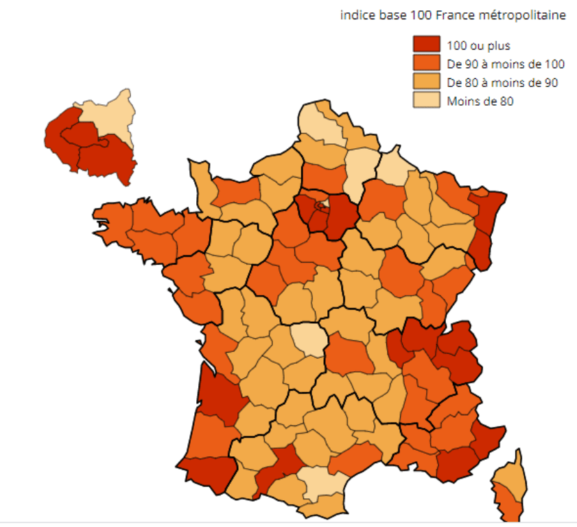 Insee (prévision de décembre 2019) : Carte Les Ecarts De Revenus Entre L Ile De France Et La Province Se Reduisent Actu Hauts De Seine