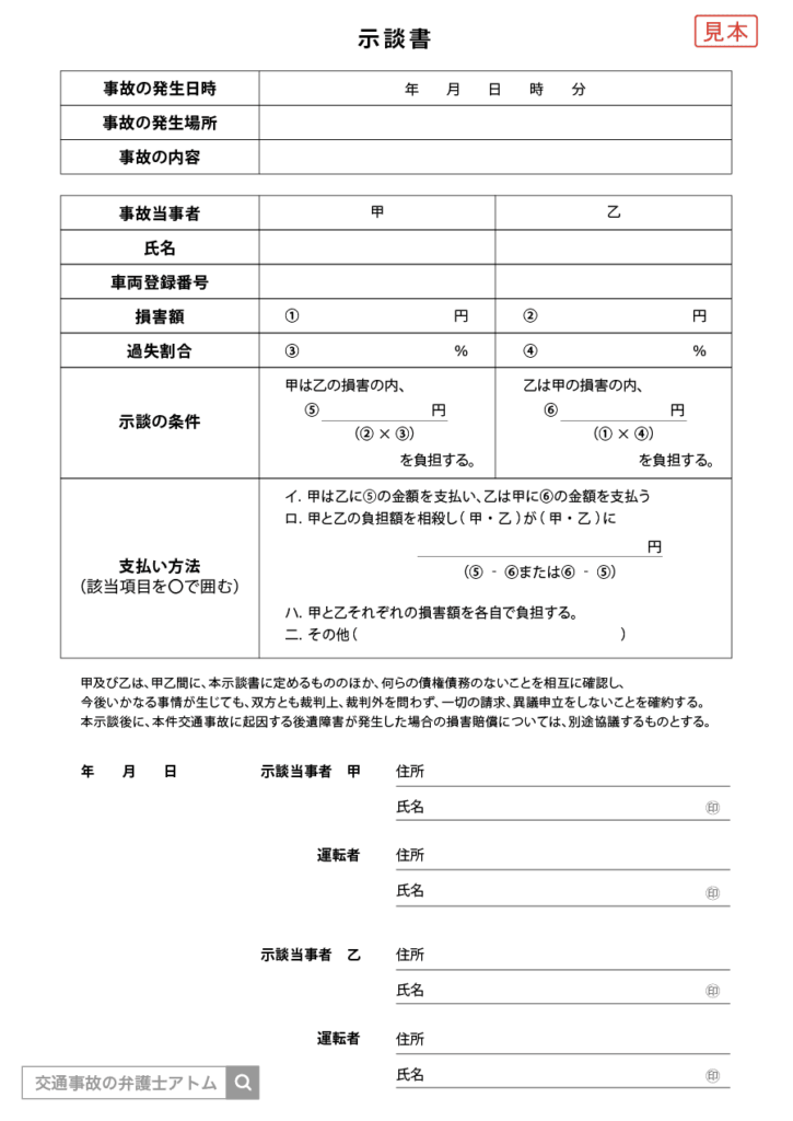 交通事故の示談書の書き方｜テンプレート有り！記載すべき7項目や注意点を徹底解説