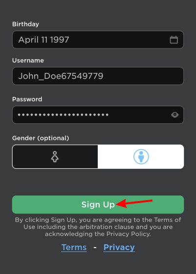 Roblox Login How To Create A New Account 2022 Beebom Sign Up Button Mobile 