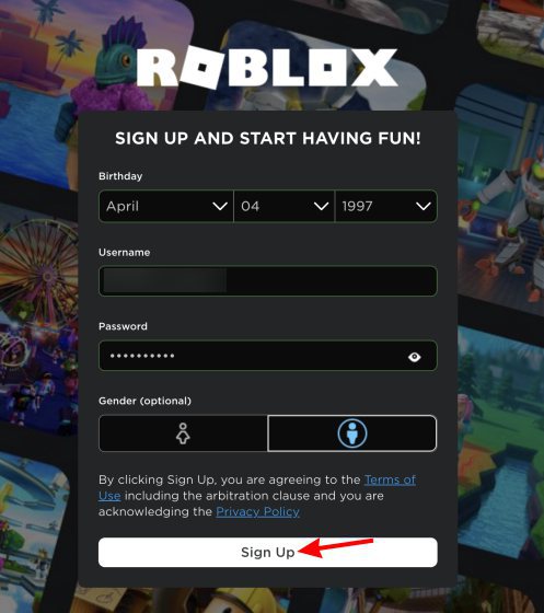 Roblox Login How To Create A New Account 2022 Beebom Sign Up Button 