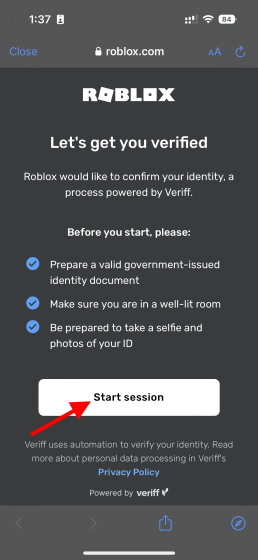 How To Verify Your Age On Roblox In 2022 Easy Guide Beebom Start Session 