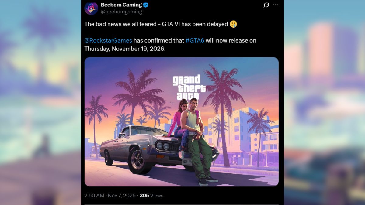 GTA 6 Delayed Again Now Releases In November 2026 Beebom GTA 6 Delay Tweet 