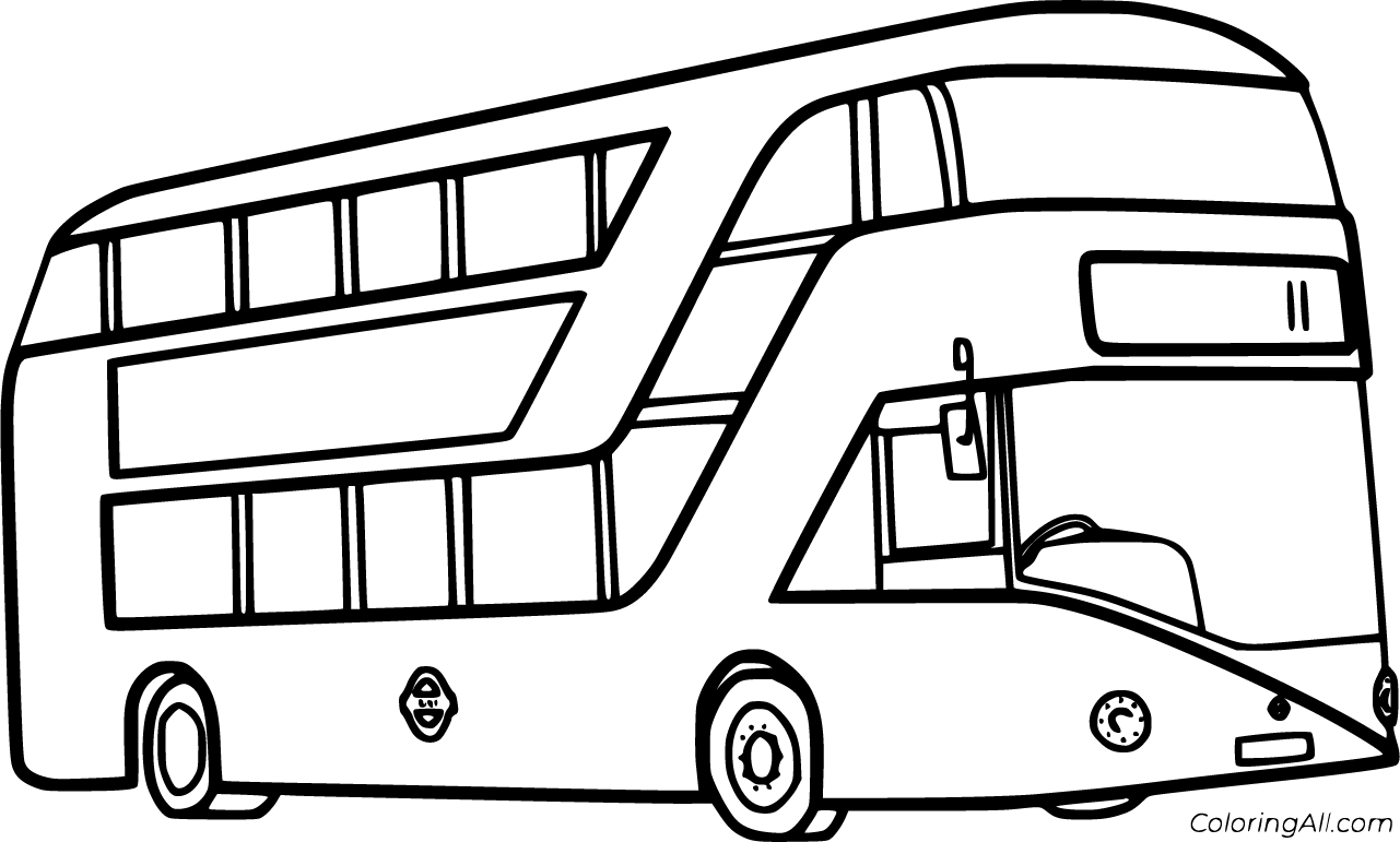 Double-decker bus coloring pages (16 free printables)