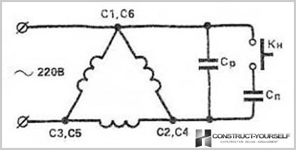 Schema Di Collegamento Di Un Motore Elettrico Trifase Da 380 V A 220 V Attraverso Un Condensatore