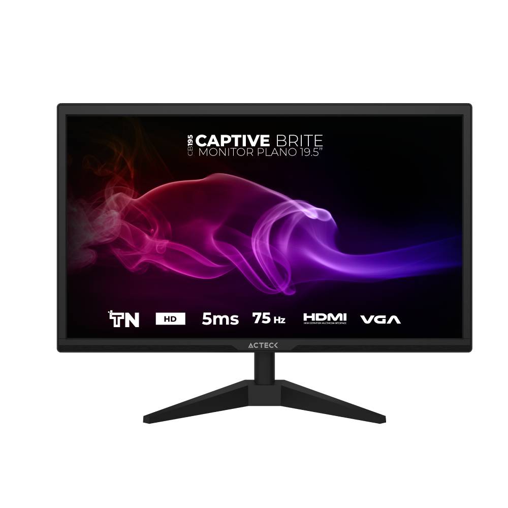 Monitor ACTECK AC-939409 – 19.5 pulgadas, 250 cd / m², 1600 x 900 Pixeles, 5 ms, Negro