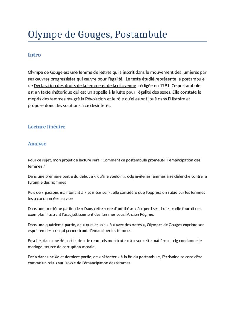 Fiche Analyse Lin Aire Postambule Ddfc Olympe De Gouges - Download Creative City Illustration | 4K