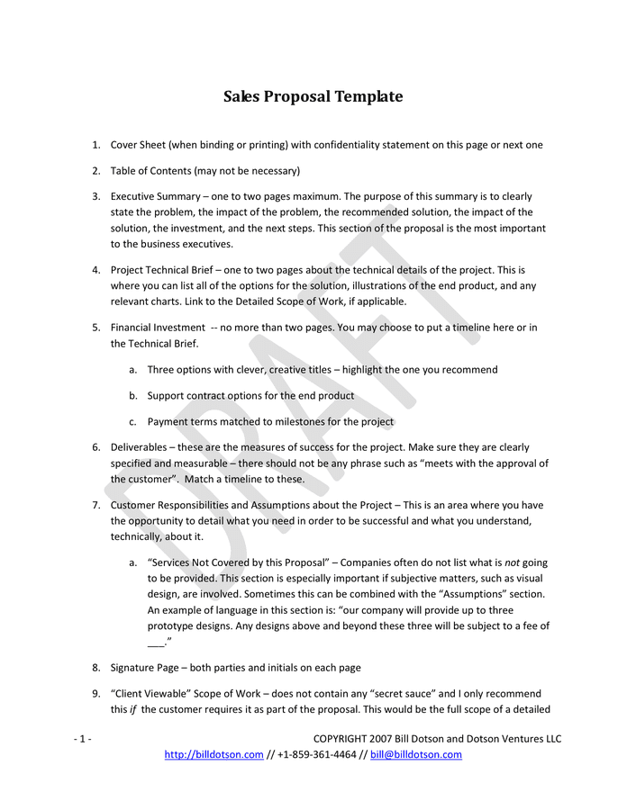 Sales Proposal Template In Word And Pdf Formats