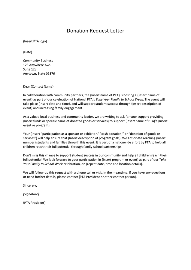 Donation Request Letter In Word And Pdf Formats