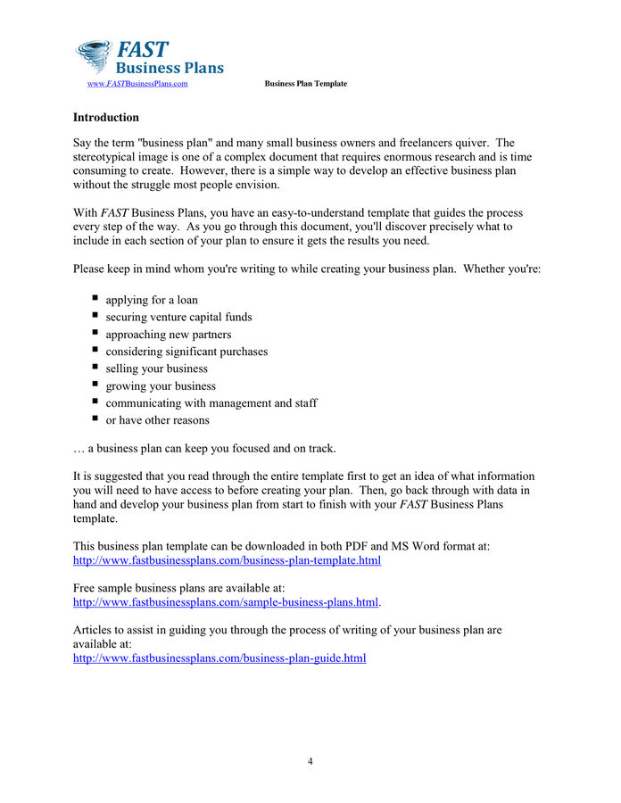 Business Plan Template In Word And Pdf Formats Page 4 Of 27