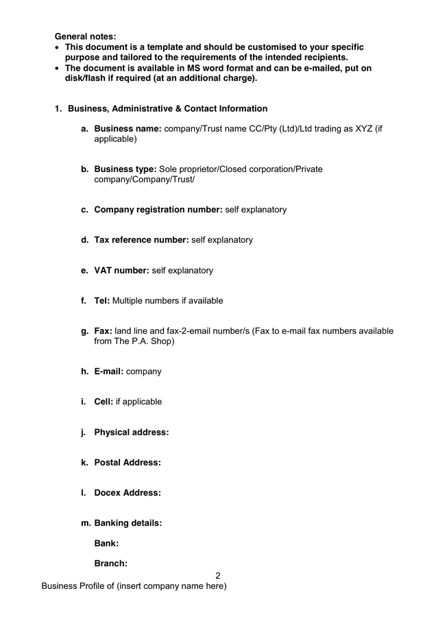 Business Plan Template In Word And Pdf Formats Page 2 Of 5