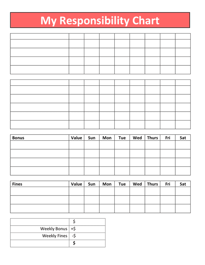 Responsibility chart template in Word and Pdf formats - page 3 of 4