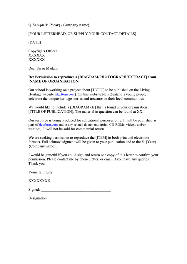 Sample Copyright Authorisation Letter In Word And Pdf Formats
