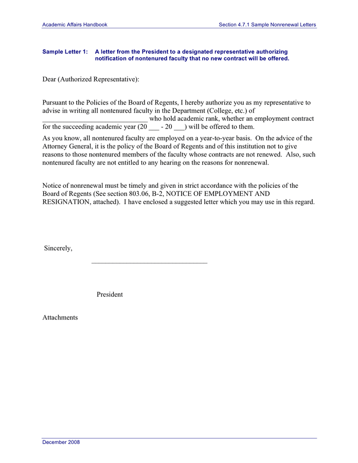 Sample Nonrenewal Letters In Word And Pdf Formats Page 2 Of 4