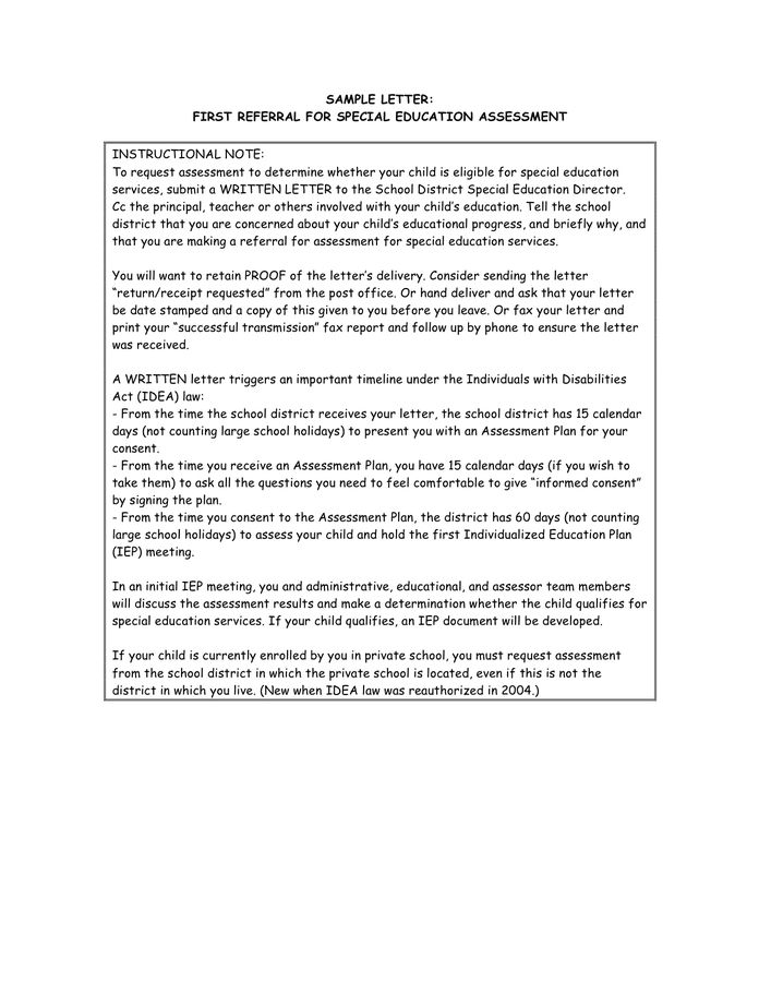 Request For Assessment Sample Letter In Word And Pdf Formats