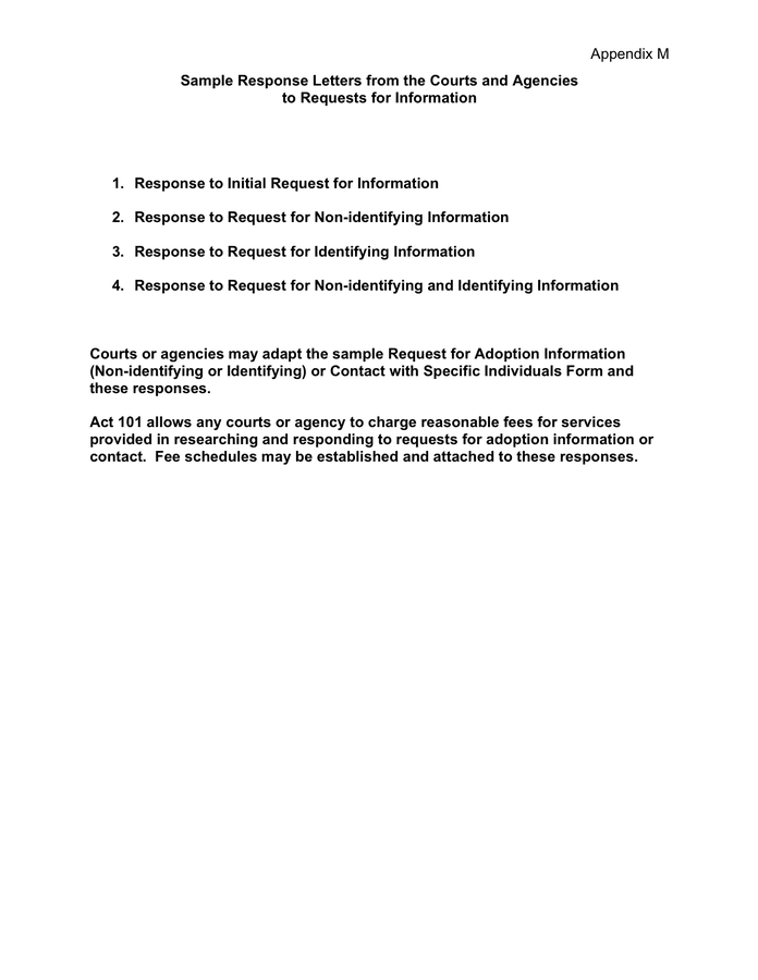 Response To Initial Request For Information In Word And Pdf Formats
