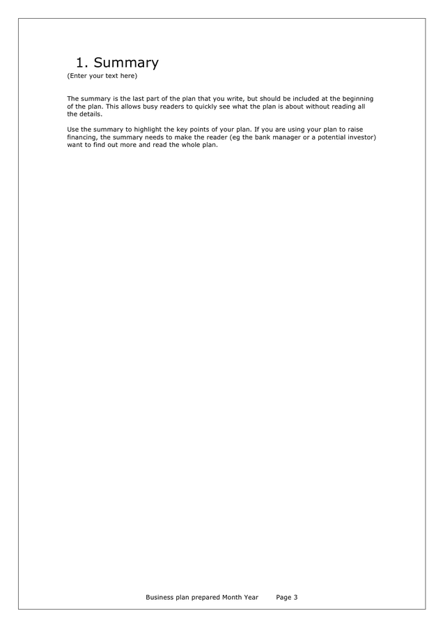Free Business Plan Template In Word And Pdf Formats Page 3 Of 8