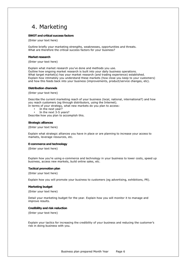 Free Business Plan Template In Word And Pdf Formats Page 6 Of 8