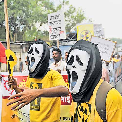 File photo of a group protesting nuclear plants in the country