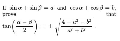 Tan Alpha Beta Tan Alpha Beta Sin 2 Alpha Sin 2 Beta Cos 2 Alpha Sin 2 Beta If x sin alpha-betasin gamma-deltay sin beta-gammasin alpha-delta and z sin gamma-alphasin beta-delta then.