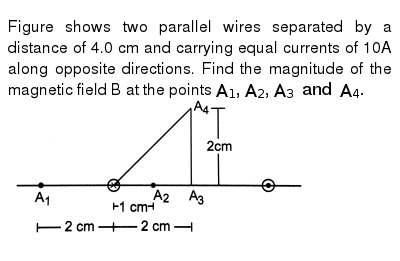 Solved Two Parallel Wires Are Separated 6 00 Cm Each Carrying 3 00 A Of Current In The Same Direction A What Is Find the magnitude of the magnetic field B at the points A1 A2 A3 and A4.
