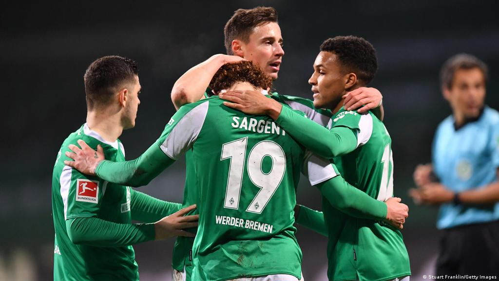 Bremen Deutschland 02nd Feb 2021 Felix Agu Hb L Cheers After His Goal To Make It 2 0 Goaljubel Soccer Dfb Pokal Round Of 16 Sv Werder Bremen Hb Greuther Furth Fue 66 Substitution SV Werder Bremen.