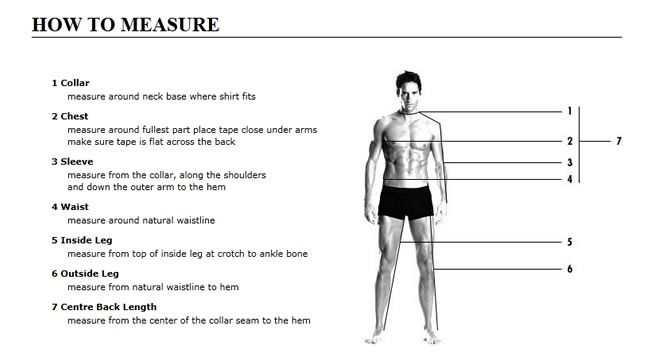Menswear Size Guide