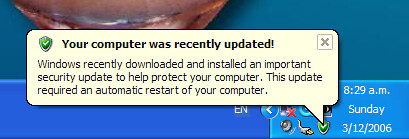 Windows automatically restarted