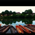 Panorama: Stocherk&auml;hne (#02) auf dem Neckar in T&uuml;bingen " Gartenstrasse"