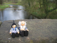 Jimmy and Grandad watch the cars crossing the River Kent