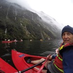 Tony kayaking in Harrison Cove, Milford Sound