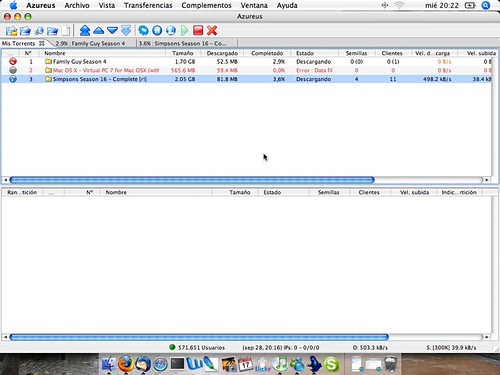 Captura de pantalla del bittorrent