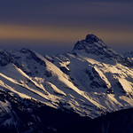France, Haute Savoie, la Pointe Perc&eacute;e dans les Aravis vue de Bellevaux Hirmentaz