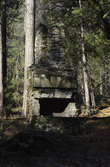 An old stone hearth in Yosemite Valley.