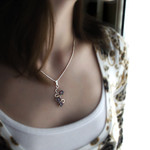 Juno - Mystic Peacock Quartz contemporary style organic hand forged pendant in Sterling Silver